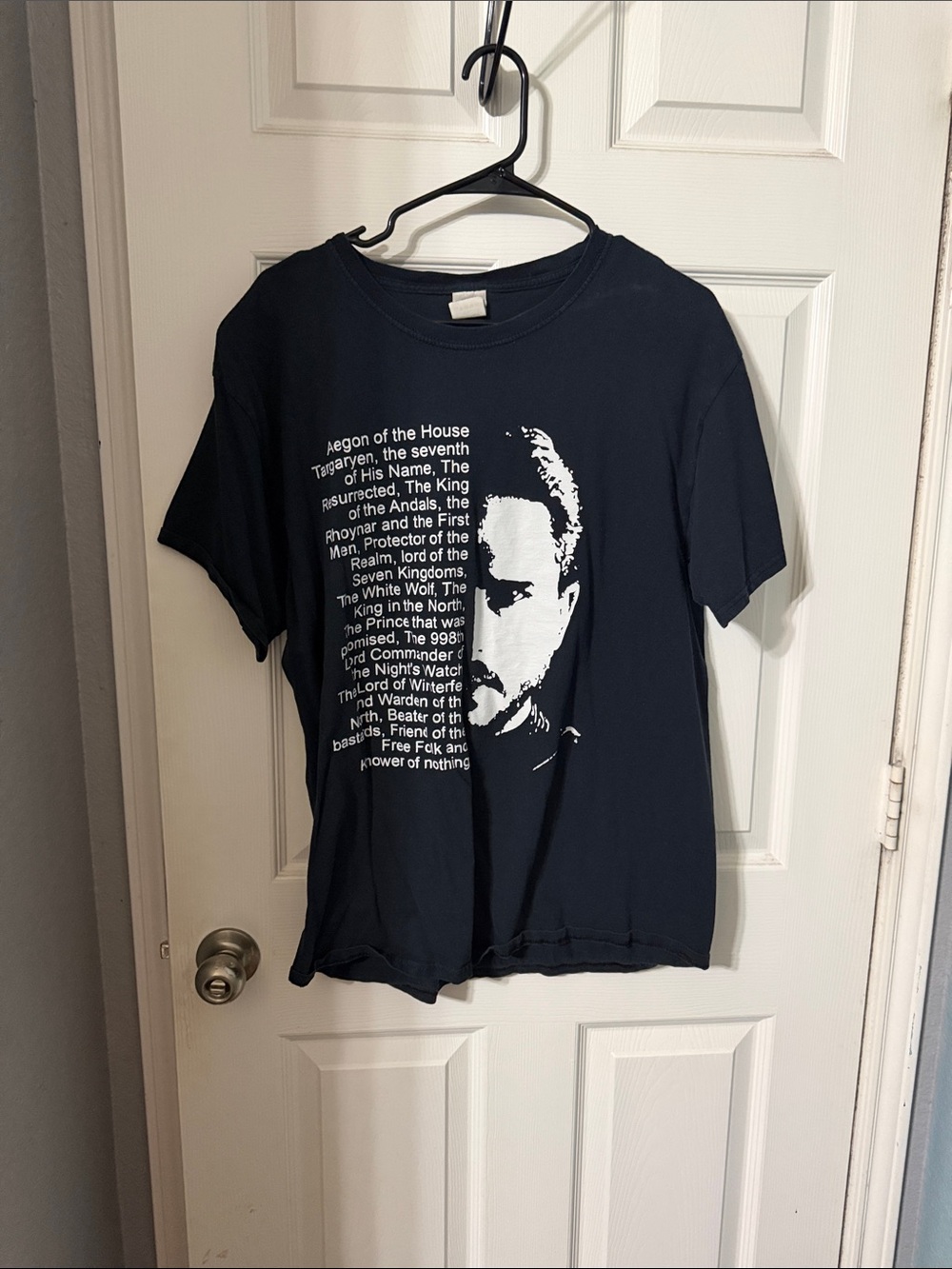 Black Game of Thrones Graphic Men’s T-Shirt with White Print